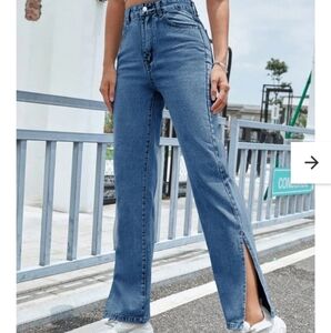 H&M Slim Straight High Rise Jeans, Blue